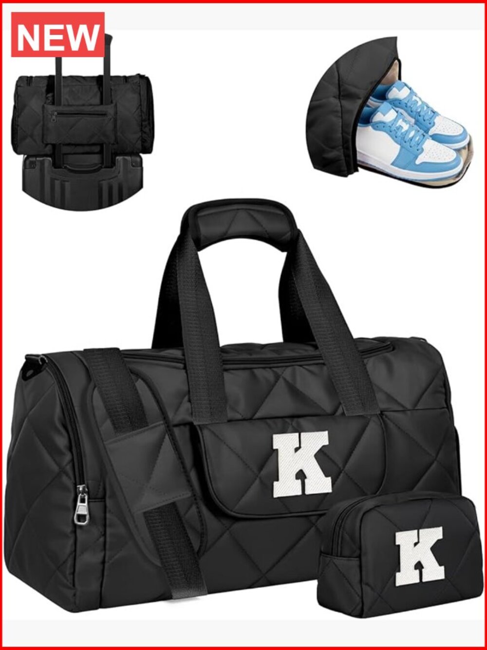 Initial Duffle Bag 2-PC Travel Bag, 32L Weekender Gym Bag with Wet Separation